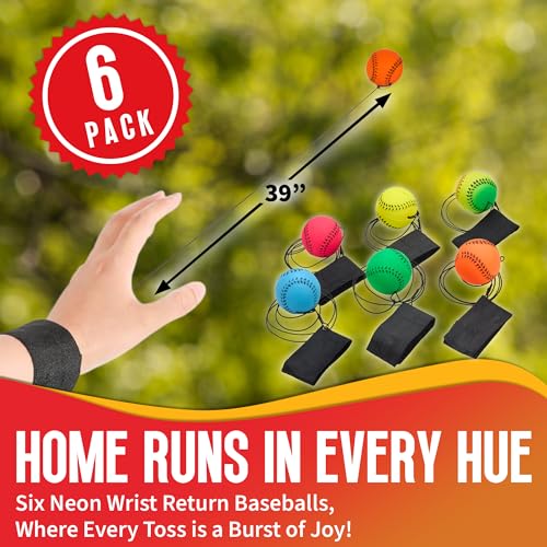 image for Playbees Wrist Baseballs Neon Reactive - 6 Pack - Practice Sports Ball