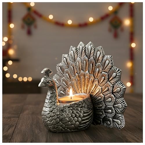Image of Silver Plated Peacock Idol for Vastu and Home Decor | Divine Vastu Showpiece for Home & Gifting | 999 Silver Plated Decorative Idol | Auspicious Vastu Gift for Home, Weddings & Engagements