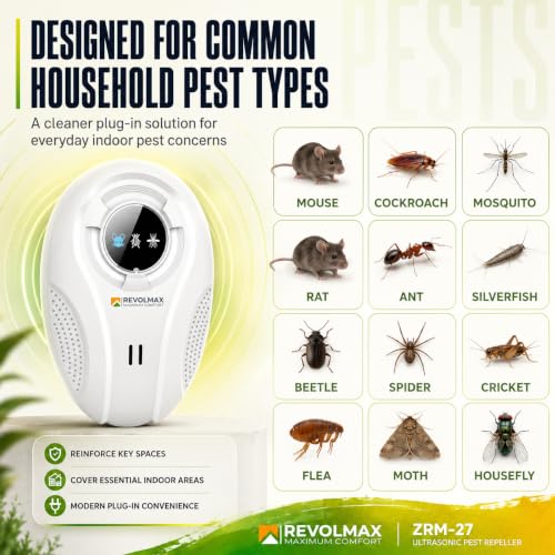 Image of ZRM-27 Ultrasonic Pest Repeller - Indoor Plug-in Ultrasonic Device for Mice, Rats, Squirrels, Roaches, Ants, Spiders, Fleas, Bed Bugs and Other Common Pests - Eco-Friendly, (6 Pack)