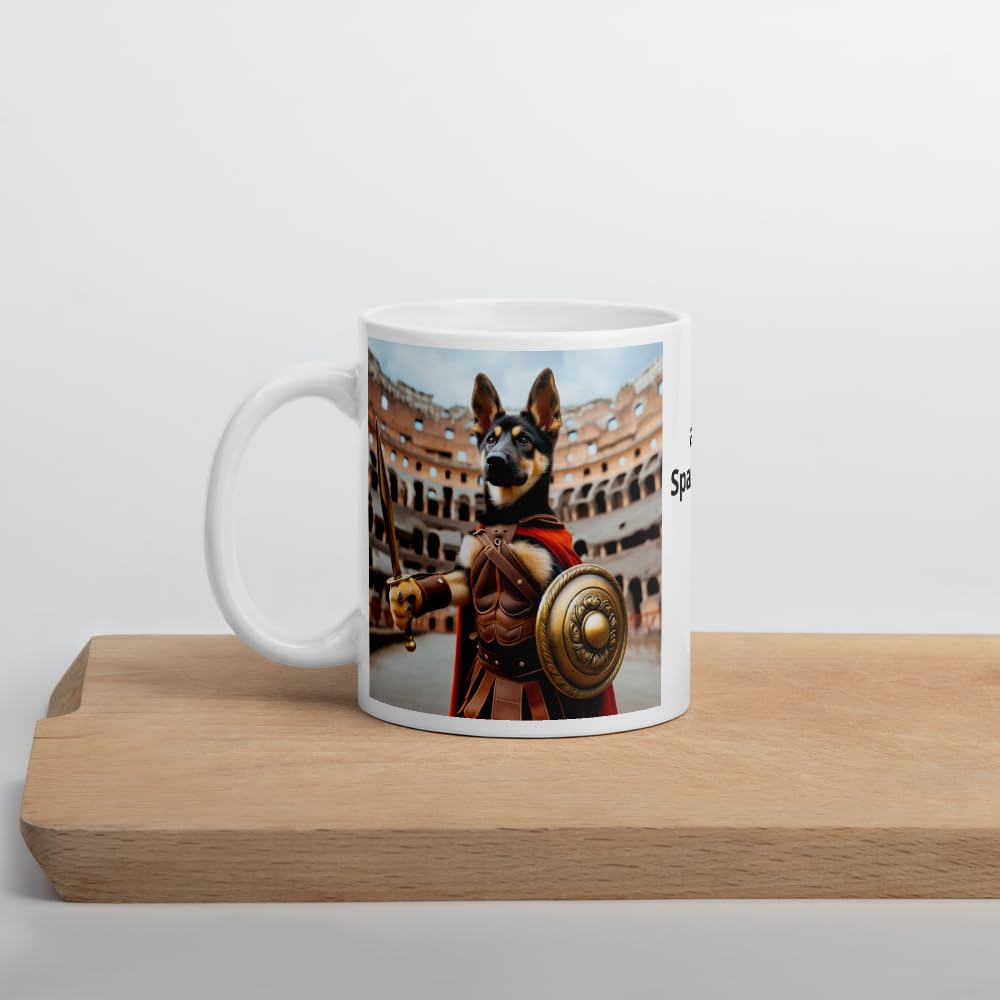 Forseti Services Ltd German Shepherd Gladiator Mug - White Glossy Mug with 'I am Spartacus' Design