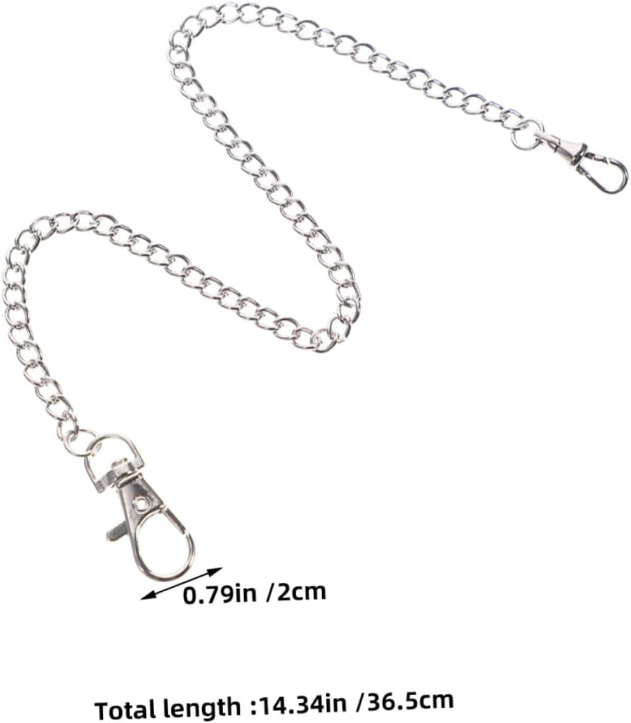 Uonlytech 2pcs Men’s Pocket Watch Chains with Lobster Clasp White Plated Metal Jean Chain Belt and Watch Accessories for Vest, Pants, Wallet Steampunk Style for Daily and Party Use