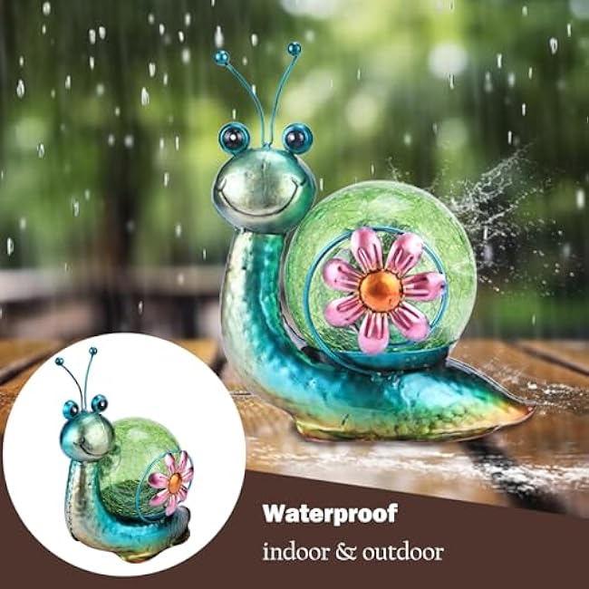 MUMTOP Solar Lantern Outdoor Waterproof LED Solar Lights Snail Decorative Tabletop Lanterns for Patio Garden Table Decor