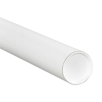 Aviditi P2012W Fibreboard 3-Ply Spiral Wound Mailing Tube with Cap, 12 Length x 2 Width, White (Case of 50)