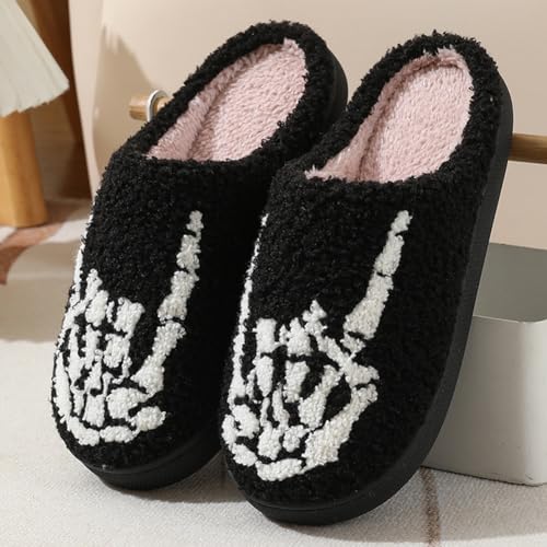 HiGropcore Halloween Slippers for Women Men Spooky Cute Fall Slippers Cozy Plush Warm Halloween House Shoes Indoor Outdoor4
