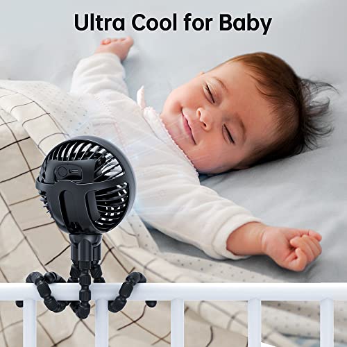 image for GUSGU Stroller Fan with Flexible Tripod Clip on, Mini Portable Fan USB