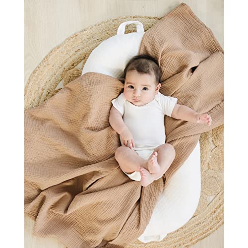 Image of Konssy 3 Pack Muslin Swaddle Blankets for Unisex, Newborn Receiving Blanket, Large 47 x 47 inches, Soft Breathable Muslin Baby Swaddles for Boys & Girls