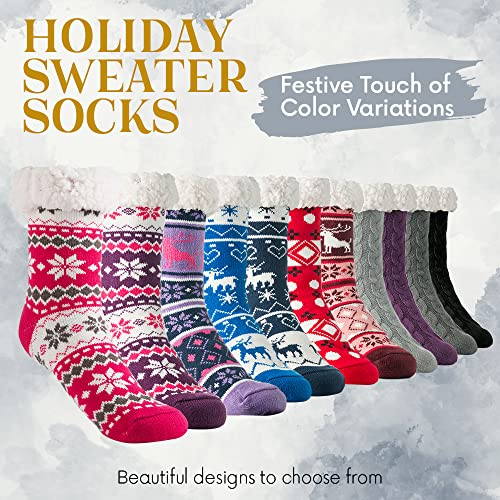 Debra Weitzner Fuzzy Socks for Women Fleece-Lined Sherpa Slipper Socks Christmas Super Soft Warm Fluffy4