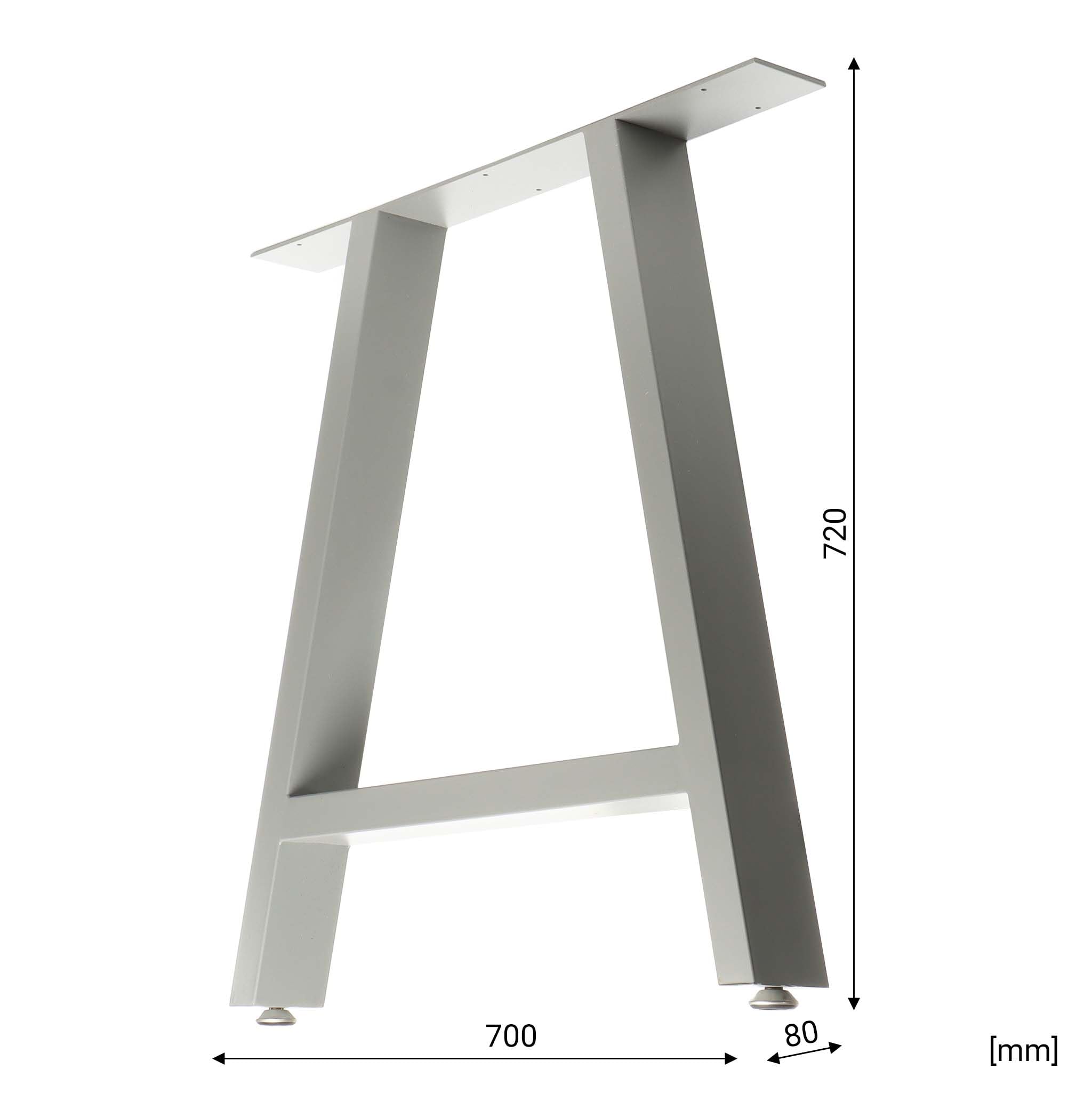 XPOtool Wiltec Tischbeine 2er Set aus Stahl 70x72cm Grau in A-Form Industrial Vierkantrohr Tischkufen Tischgestell Tischuntergestell Möbelkufen