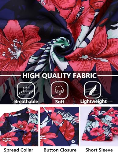 COOFANDY Mens Hawaiian Floral Shirts Tropical Button Down Shirt Summer Beach Shirt - Image 5