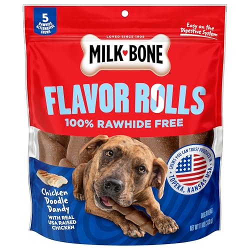 Image of Milk-Bone Flavor Rolls Chicken Doodle Dandy Rawhide Free Dog Treat with Chicken, 5-Count Bag