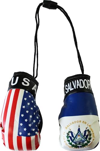 Mini guantes de boxeo de Estados Unidos y El Salvador