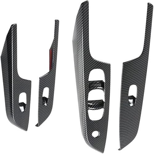 Miniatura 6 de Reposabrazos de puerta, cubierta de panel de interruptor de elevación de ventana, bordes de fibra de carbono, reposabrazos de puerta, interruptores