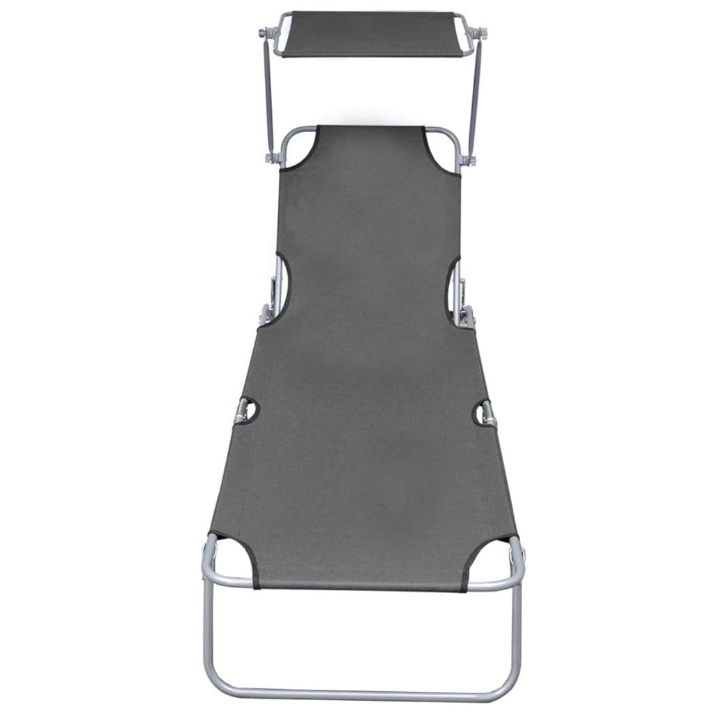 Lettino pieghevole con tettuccio parasole, in alluminio, schienale regolabile, per giardino, cortile, parco, piscina o spiaggia, telaio in alluminio verniciato a polvere, max