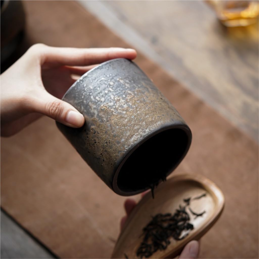 Tarro de cerámica para té a granel, nueces de café, cereales, sellado, para uso doméstico, chino, retro, vacío, contenedor de té (B,L)