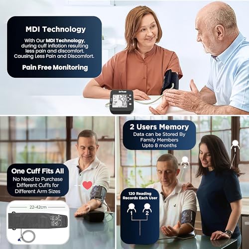 Image of Dr Trust USA Intellitrack 131 Fully Automatic Atrial Fibrillation Portable Digital Blood Pressure Monitor BP Machine For Hypertension & Managing Heart Health, BP Apparatus For Home & Clinic Use, Most Accurate Measurement, USB Compatible with Backlight & MDI Technology