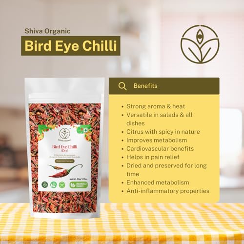 Image of Shiva Organic Bird Eye Chilli - 50 g | Thai Chilli - Hottest Tiny Seeds | North East Spices