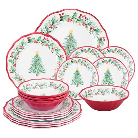 UP UPware 16-Piece Melamine Christmas Dinnerware Set Cover