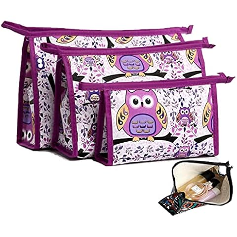 Panlom® Set of 3 Women Makeup Bags Women Bag Waterproof Travel Wash Cosmetic Pouch Tote Clutch Zipper Purse (Style 2) Cover