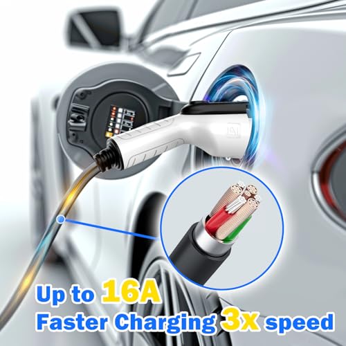 Level 1 Level2 EV Charger 16 Amp 110-240 V,17 ft Cable, Portable Electric Vehicle Charger with NEMA5-15P & 6-20 Plug Compatible for SEA J1772 EV Cars for Home and Outdoor (White) by SubSun - Image 4