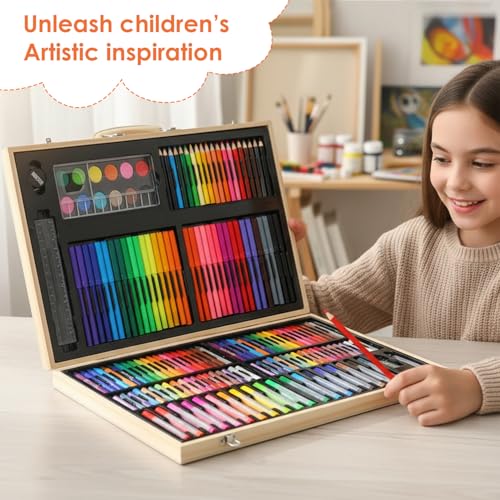 Image of KARP Children Deluxe Art Drawing Set for Kids Case Art and Craft Supplies Drawing and Painting Set Great Gift (180Pcs - Multi)