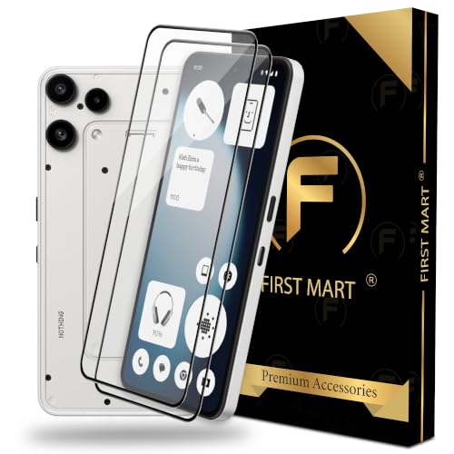 Image of FIRST MART Tempered Glass Screen Protector for Nothing Phone 3A Lite /CMF 2 Pro - Full-Glue Screen Guard, 3D Edge to Edge, HD Clear, Bubble-Free, Case-Friendly, Black, Pack of 2