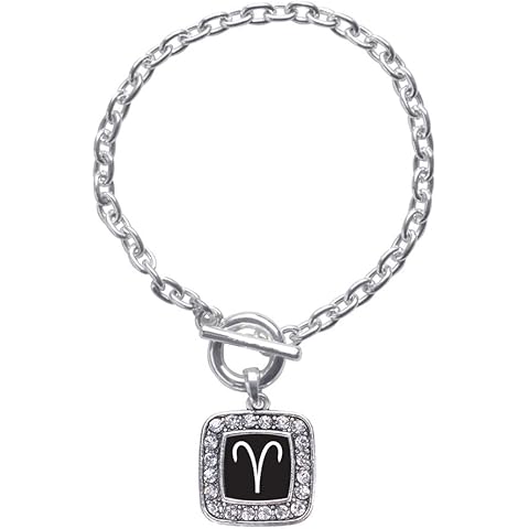 Inspired Silver - Silver Square Charm Toggle Bracelet with Cubic Zirconia Jewelry