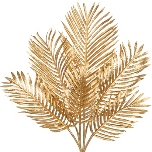 DILATATA Large Faux Gold Palm Leaves &ndash; Artificial Tropical Areca Palm Fronds for Floral...