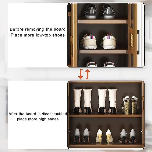 Rattan Shoe Cabinet with Flip Drawer - Wicker Storage Organizer for Heels, Boots & Sneakers - Stylish Closet Solution for Home Entryway