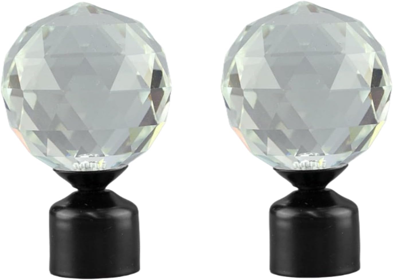 Curtain Rod Finial 2PCS 28mm Crystal Head Thickened Alloy Roman Rod Head Decoration Black 28mm