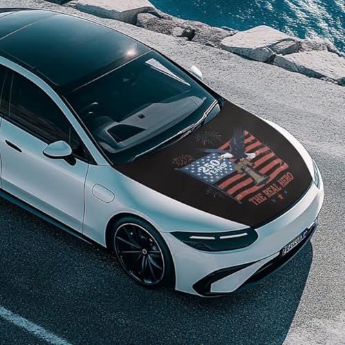Image of Hood Covers for Cars SUV Trucks Sedan USA 250th Birthday Car Front Hood Protector Cover Exterior Decorations Stretchable Car Hood Wraps for Vehicle