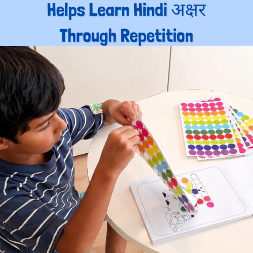 Image of CocoMoco Kids Hindi Varnamala & Hindi Alphabet Sticker Activity Book | 1500+ Colorful Dot Stickers | Preschool Learning Toy for Kids Age 3+ Years
