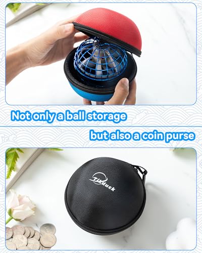Tikduck Flying Orb Ball Toys Storage Case, Round Portable Hard EVA Carrying Case Storage Bag with Carabiner for Fly Ball Toys, Coins, Earphone, Charging Cable, SD Memory Card and Keys (Black)