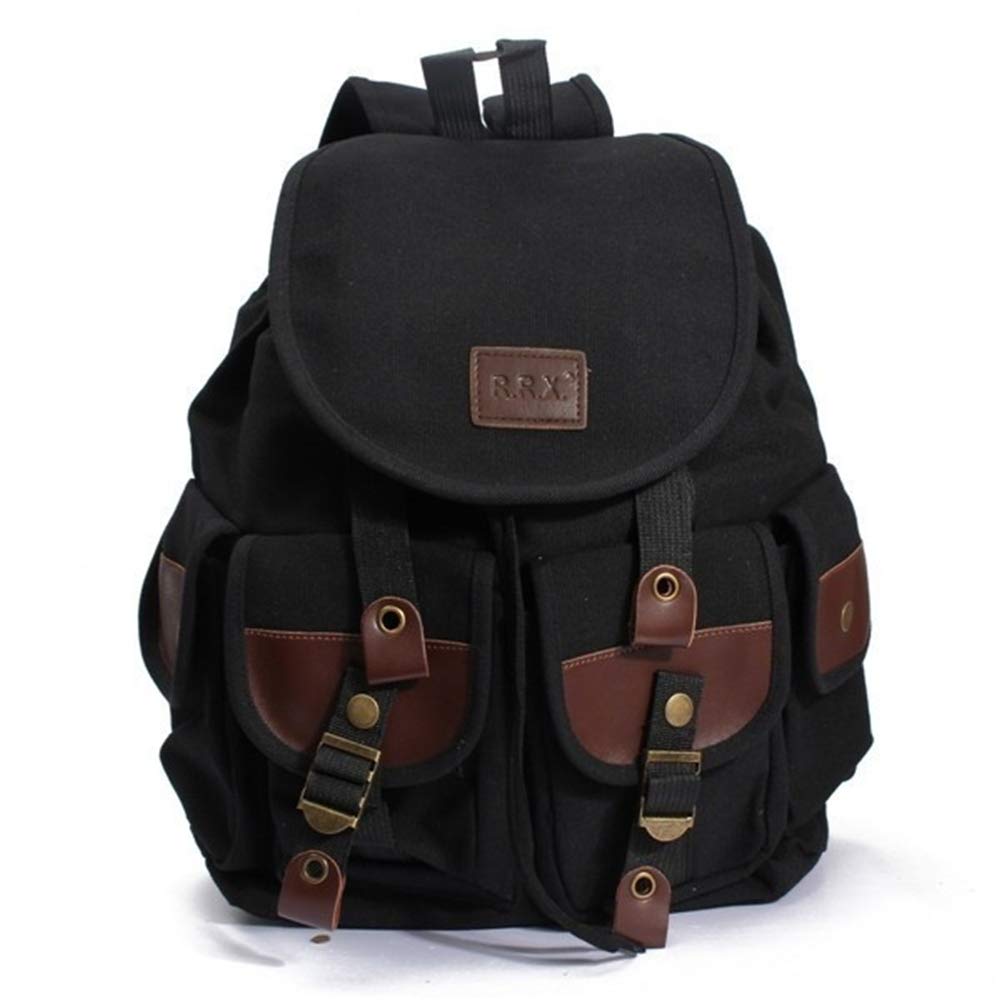 POPOTI Mochilas de Lona, Mochila Escolar Bolsos Vintage Backpack Laptop Bag Daypack Unisex Rucksack Gran School Bag para Portátil Viaja Senderismo Bolsa