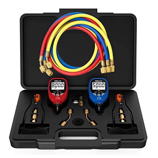 Elitech PT-500&PT-800 Wireless Refrigeration Digital Manifold Gauge Set HVAC A/C Pressure Gauge with Temperature Test Clip and Charging Hoses