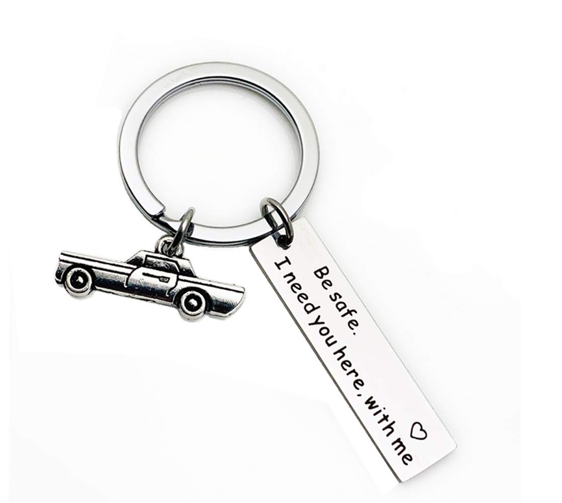 WINCSPACE Drive Safe Keychain Drive Safe I Need You Here with Me Appreciatione Preesent Gift For Driver