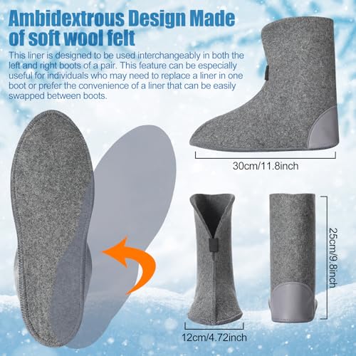 image for Jeyiour 1 Pair Pure Wool Felt Replacement Boot Liners 10'' High Winter