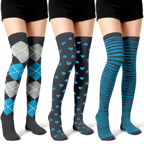 Image of CHARMKING 3 Pairs Thigh High Compression Socks for Women and Men 15-20 mmHg Boost Circulation and All Day Comfort