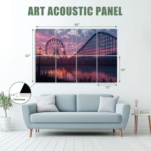 Paneles acústicos VVLUXIDECO 8 piezas, absorción de sonido, adhesivos, tamaño total 48"x32" miniatura 2