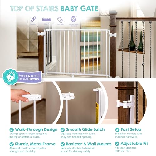 Image of Regalo Safety 29 inch-43 inch Extra Wide Baby Gate for Top of Stairs & Dooways