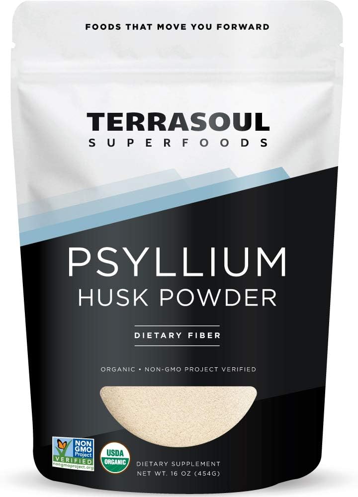 Terrasoul Superfoods Organic Psyllium Husk Powder, 1 Lb - Superfine Texture | 99% Purity | Perfect for Gluten-Free Baking | No Purple Breads