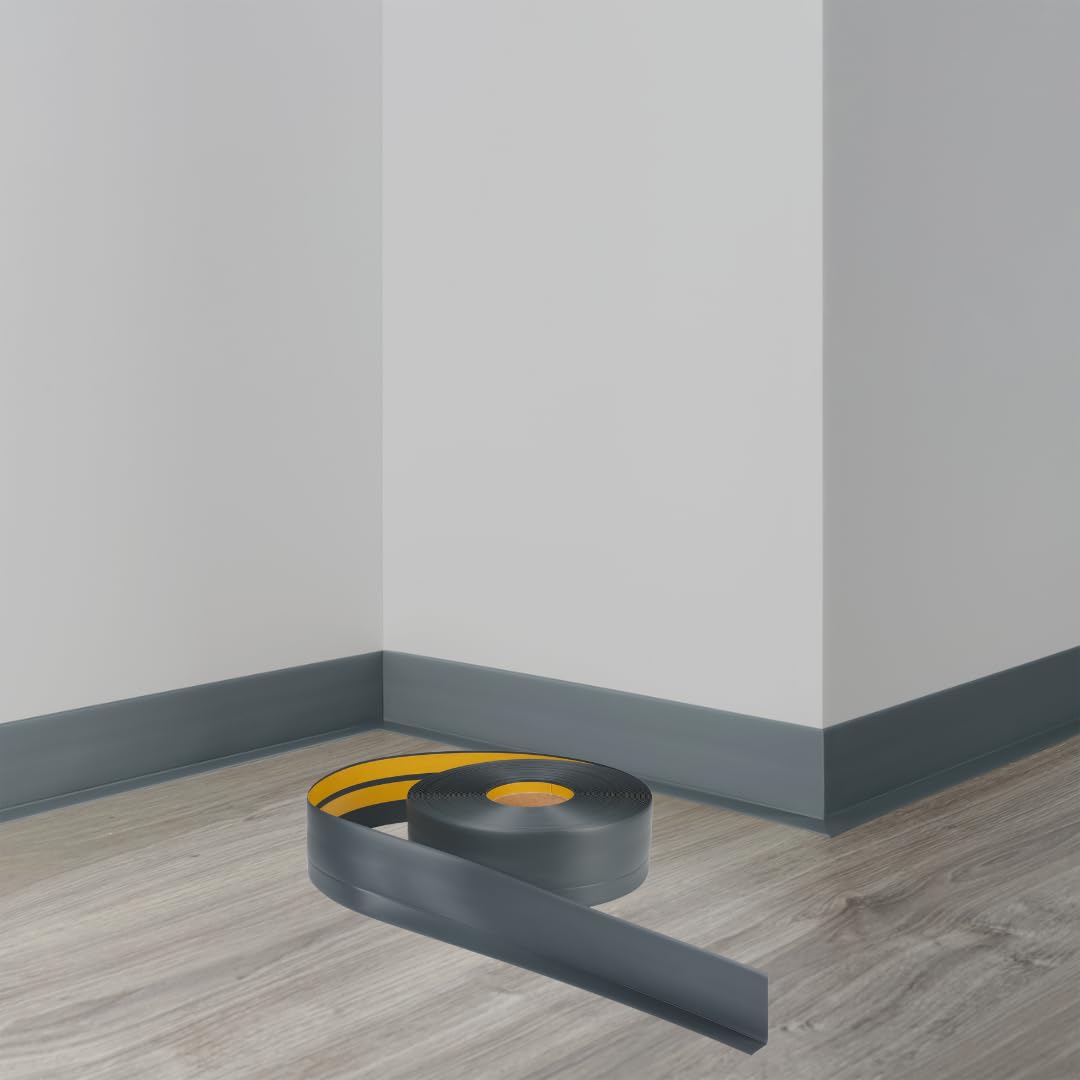 ProfiPVC Weichsockelleiste - Abschlussleiste aus PVC 50x20mm 20 Meter, selbstklebende Bodenleiste, flexible Knickleiste, auch für Küche und Badezimmer, Premium Weich Sockelleiste, Anthrazit