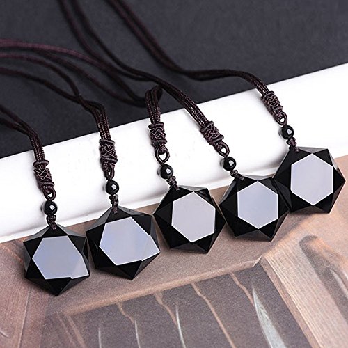 MENGLINA-Black-Obsidian-Hexagram-Natural-Stone-Necklace-Translucent-Ice-Obsidian-Wolf-Tooth-Amulet-His-and-Hers-Couples-Necklace-Lucky-Love-Pendant-Necklace-for-Men-Women