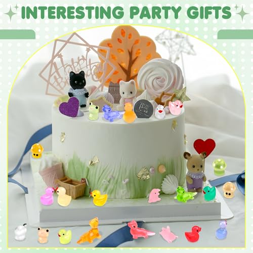 Image of 154 Pcs Mini Resin Animals Glow in The Dark, Tiny Resin Animals Figures to Hide Around The Office Home, Miniatures Fairy Garden Accessories Crafts Aquarium Potted Decoration