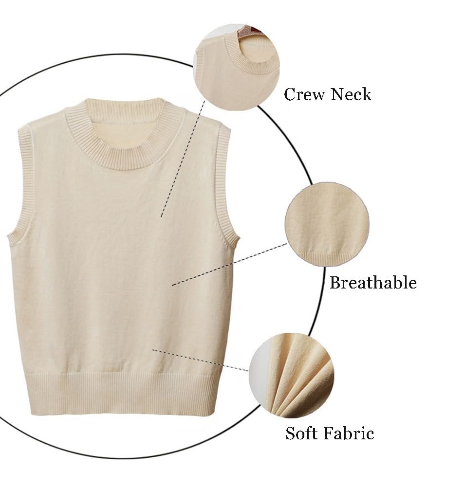 jinghuiyue Maglione da donna Gilet Girocollo Senza Maniche Pullover Maglione Classico Basic Solido Maglia A Costine Canotte