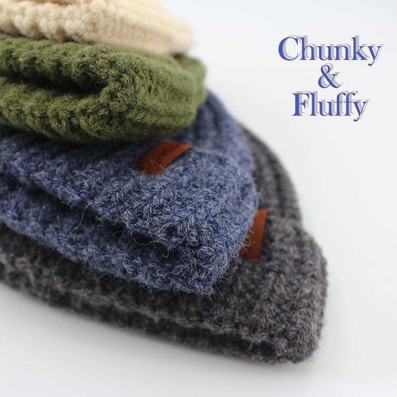 Chunky Wool Fisherman Short Beanie Hats Skull Cap for Men, Mens Thick Skater Streetwear Fishermans Beanie Daily Hat - Image 2