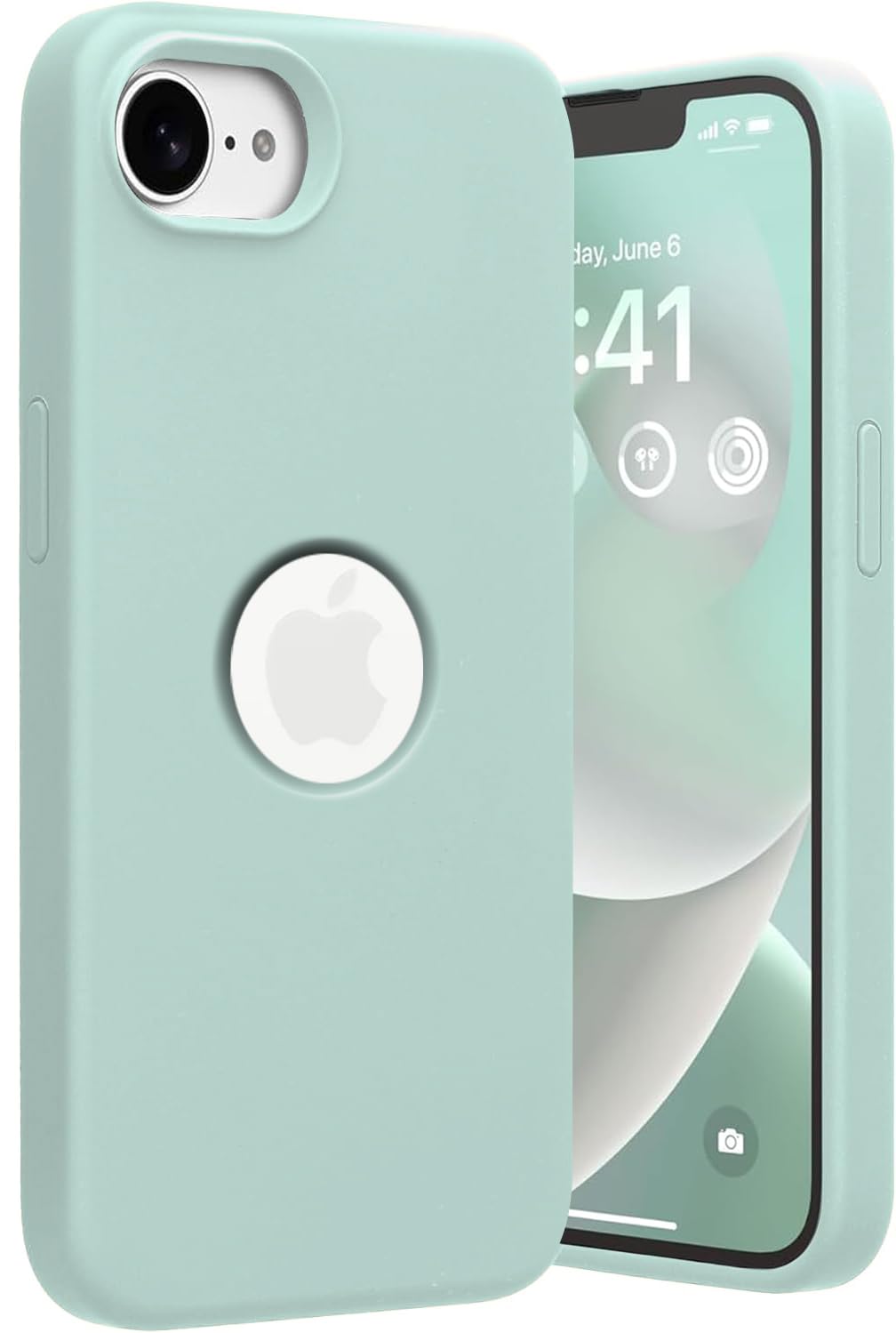 Elzzi Microfiber Logo Cut Cover Compatible for iPhone 16e/17e Case Liquid Silicone Cases Full Body 4 Layer Protective Covers Shockproof Back Cover with High Raised Camera Lips (6.1 inch, Mint Green)-image-30