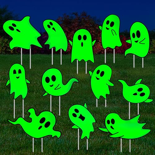 Jetec 12 Pcs Halloween Outdoor Decorations Ghost...