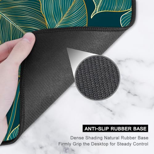 Image of Auhoahsil Extended Mouse Pad, XXL Gaming Mouse Pads, Large Big Mousepad Laptop Computer Keyboard Mat Desk Pad with Non-Slip Base Stitched Edge for Gaming Office, 31.5 x 15.7 inch, Tropical Leaves