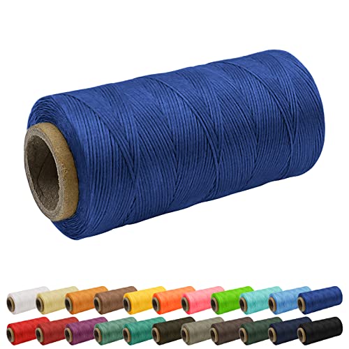 Uiopa 1mm Waxed Thread, 260m 150D Leather Sewing Thread, Hand Stitching Flat Waxed Cord for Leather Craft Bookbinding