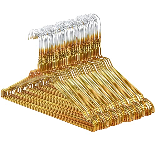 Hangerworld 50 Cintres 40cm Fins et Solides en Métal Doré avec Barre Pantalon et Encoches, Taille Universelle